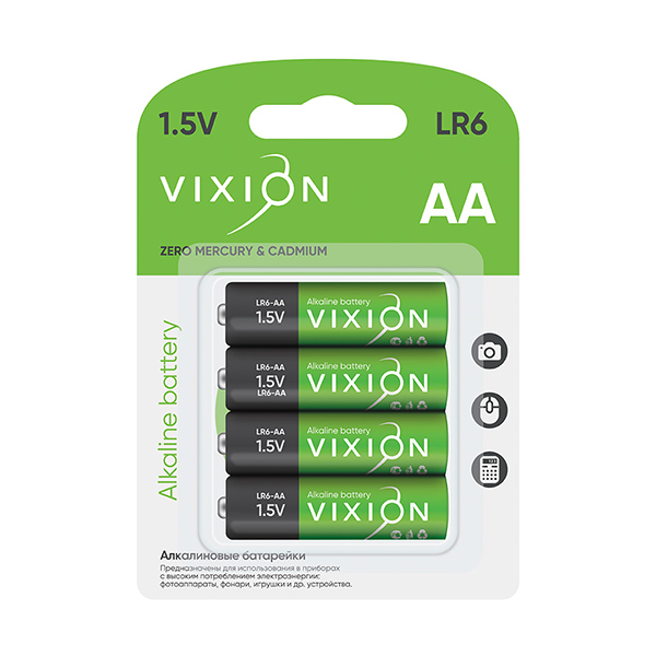 Батарейка Vixion алкалиновая LR6 - AA (блистер 4шт)
